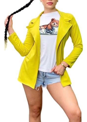 Blazer Para Dama, Casual Con Blusa Estampada Teddy Dollar