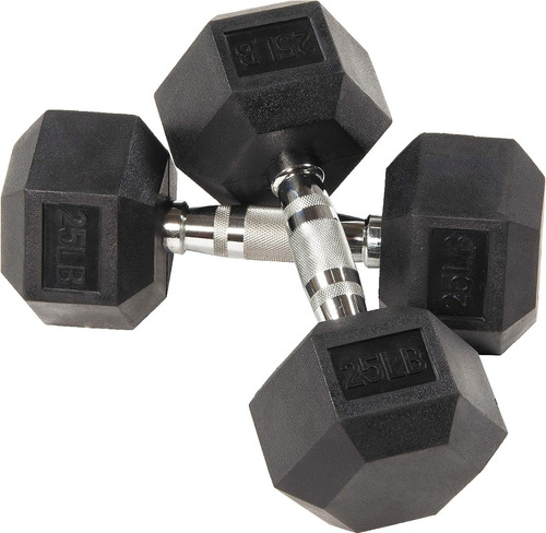 Mancuerna Pesa Gym Fitness Hexagonales Encauchetada 25 Lb