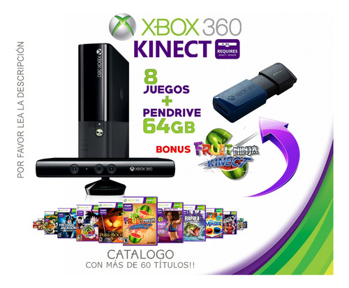 8 Juegos Kinect Xbox 360 Rgh + Bonus + Pendrive!!