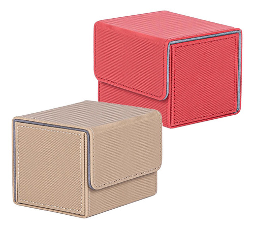 Caja De Cubierta De Cuero Pu De 2 Piezas, Rojo Y Beige