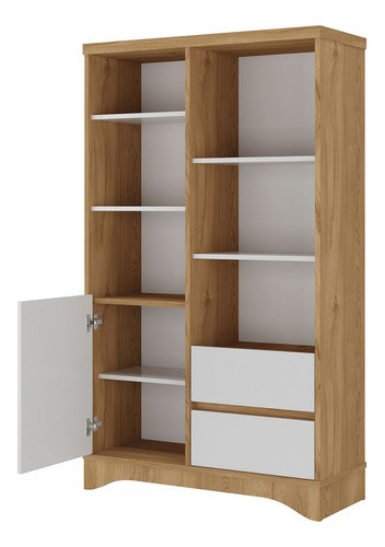 Estante Para Livros Space 1 Porta 2 Gavetas Olmo/branco