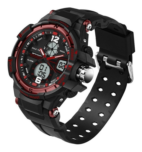 Reloj Deportivo Digital Cuarzo Sanda 289 Hombre Color Rojo