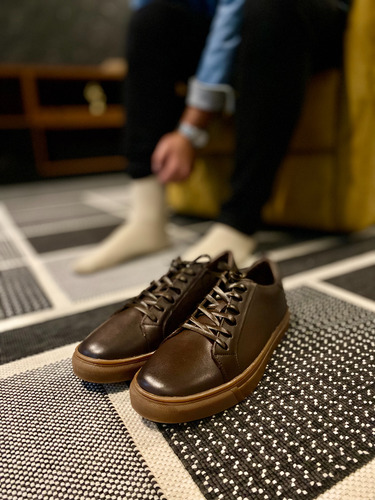 Tenis Urbano Para Caballero Estilo Sneaker Piel Genuina
