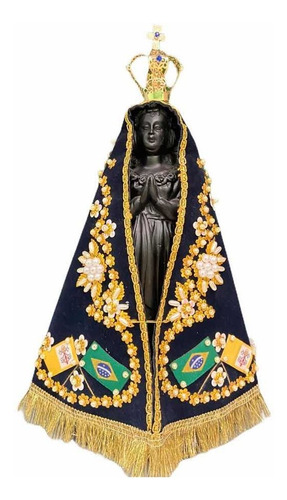 Nossa Senhora Aparecida Com Manto E Coroa Réplica - 30cm 