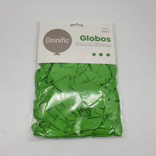 Globos Color Verde Claro 100 Unidades Tamaño 25 Cm