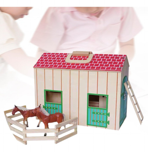 De Caballos De Madera En Miniatura, Casa De Muñecas, Mesa