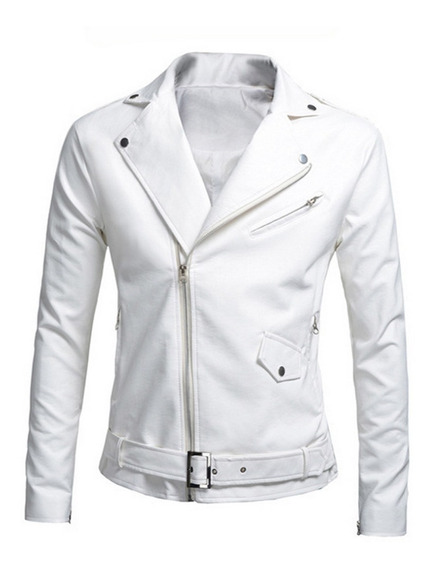 jaqueta de couro branco masculino