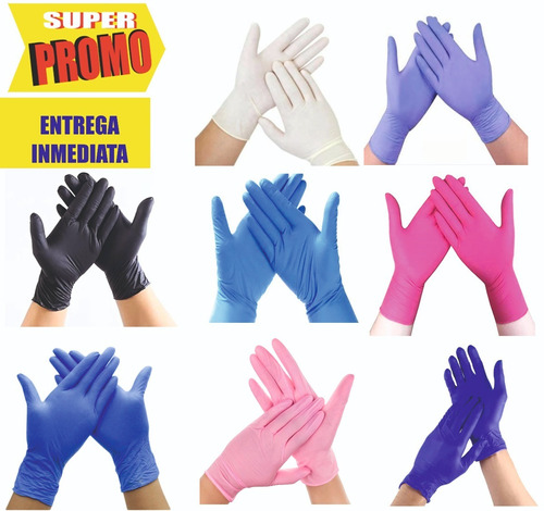 Guantes De Nitrilo- Negro,celeste,rosado,lila, Fucsia, Azul