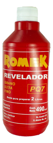 Revelador Romek Pq7 P/negativos Blanco Y Negro 490ml - Leer 