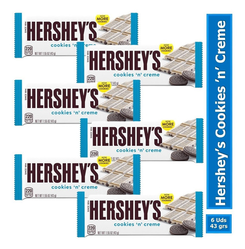 Chocolatina Hersheys Cookies &creme X6 Unidades