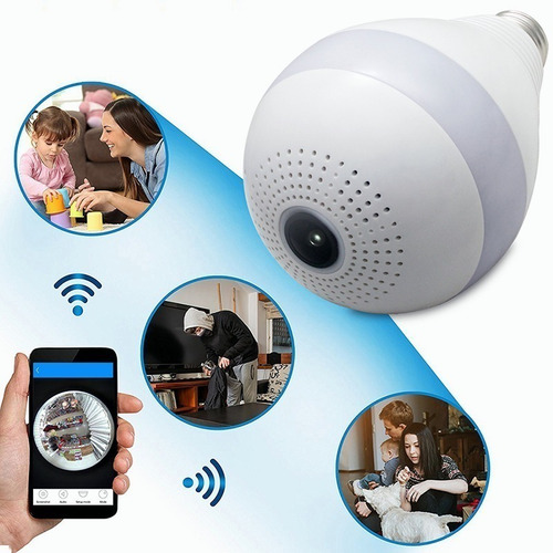 Imagen 5 de 10 de Camara Wifi 360º Bombilla Visión Nocturna 1080p
