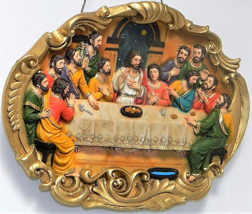 Colgante Ultima Cena Ovalada 3d 25x35cms Artesania De Resina