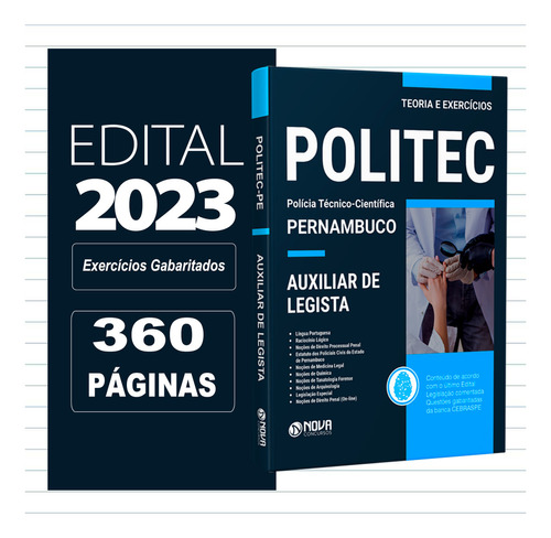 Apostila Politec-pe 2023 - Auxiliar De Legista, De Professores Especializados., Vol. Único. Editora Nova Concursos, Capa Mole, Edição Oficial Em Português, 2023