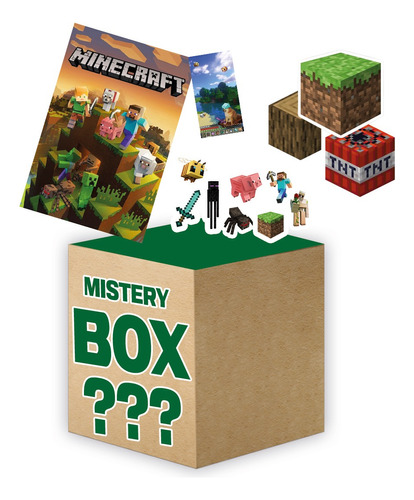 Mistery Box Maincraft Stickers + Poster + Cubos Para Armar