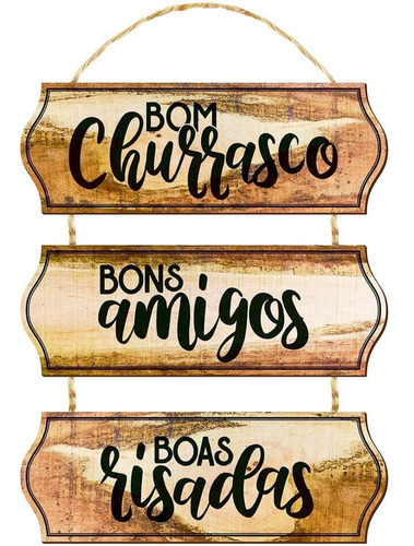 Placa Decorativa Bom Churrasco 29x52 Adesivada - Dhpm6-057