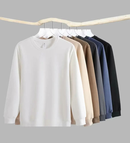Sudadera Con Cuello Redondo De Algodón Pesado Para Hombre