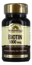 Comprar Biotina 5000mcg Windmill Biotin 60 Tabletas Biotina Sabor Sin Sabor