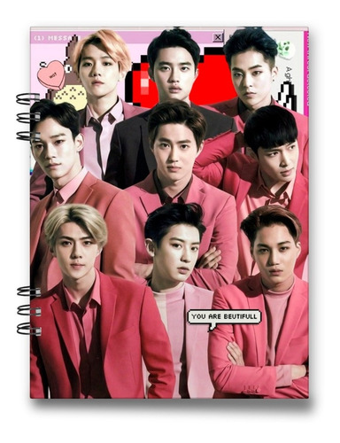 Cuaderno K Pop Exo 15x20 Cms Media Carta 100 Hojas