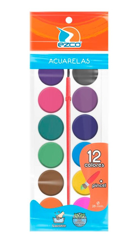 Paleta De Acuarela X 12 Colores + Pincel