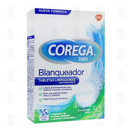 Tabletas Limpiadoras Blanqueador Corega Tabs Prótesis 2 Pack