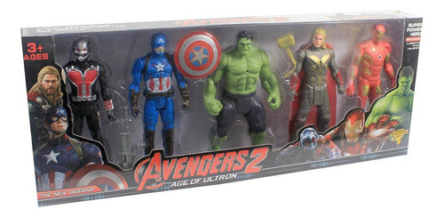Kit 5 Bonecos Marvel Vingadores- Hulk, Thor, Capitão América