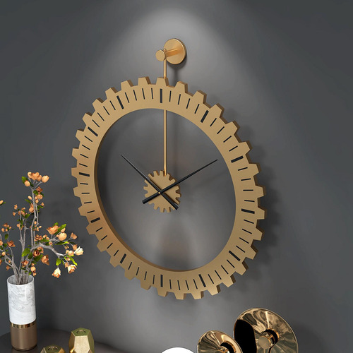 Reloj De Pared Con Forma De Engranaje Reloj Negro 50cmx59cm