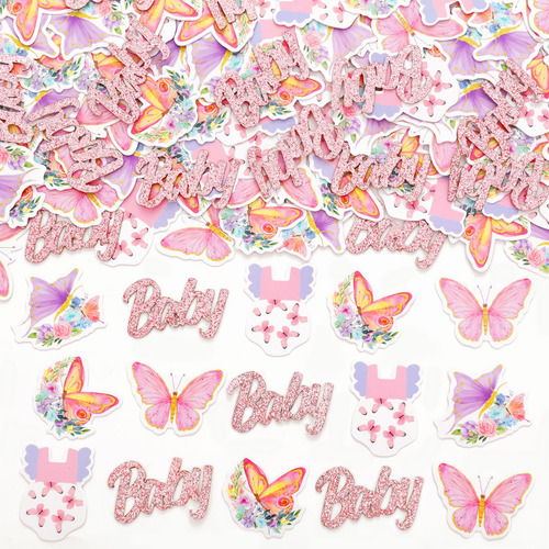 200 Pieza Confeti Mariposa Para Baby Shower Rosa