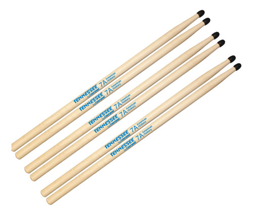 Kit 3 Baqueta Tenessee Hickory Bateria Nylon 7a Liverpool