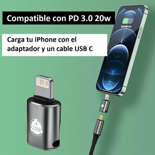 Adaptador Cable Usb C Hembra A Lightning Macho Carga iPhone