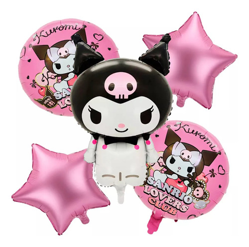 5 Globos Metalicos Kuromi Hello Kitty Decoracion Cumpleaños