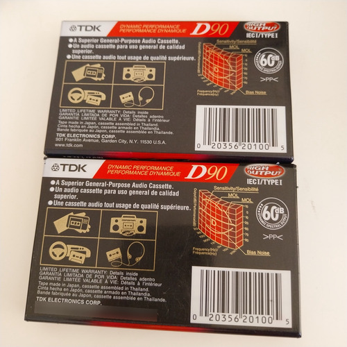 Cassette Virgen Tdk D90 X2 Unidades Transparente
