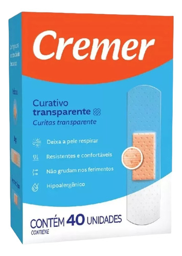 Curativo Transparente Com 40 Unidades Cremer Kit C/12 Un