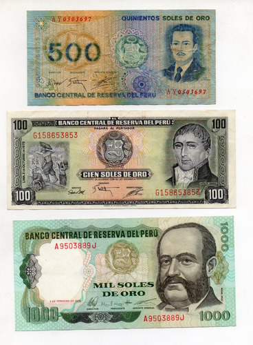 Colección De 7 Billetes De Perú