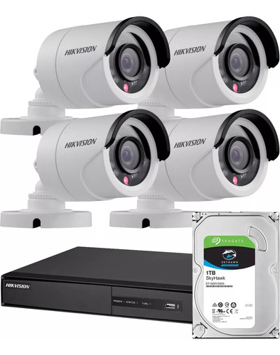 Kit Seguridad Hikvision 8 +1tb + 4 Camaras 2mp 1080p Full Hd