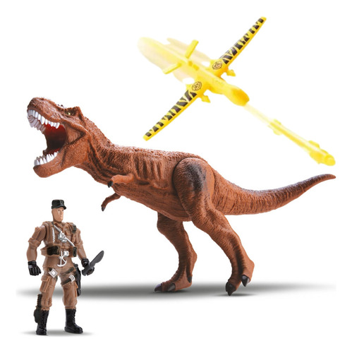 Muñeco dinosaurio con avión Dinopark Hunters - Bee Toys