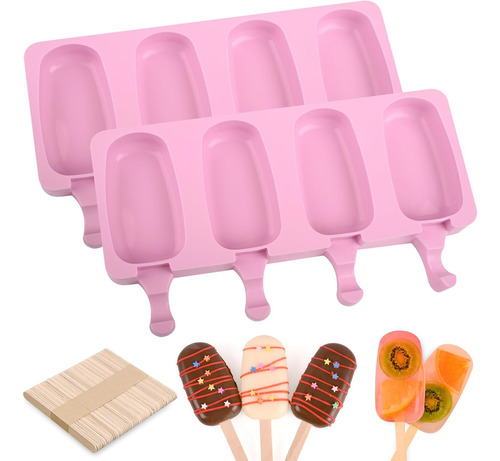 Juego De Moldes De Silicona Para Paletas, 2 Moldes De Helado