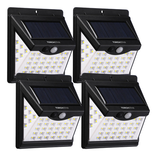 Paquete de 4 luces solares de 40 LED con sensor de movimiento, Wireless Security Lights for Outdoor, Input, Patio, Garage, Porche, 6500k White Pure