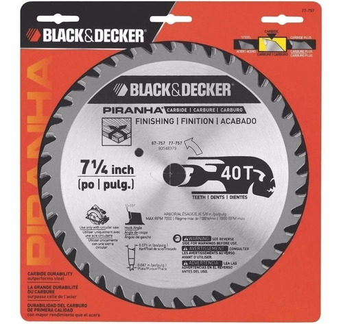 Disco Sierra Circular 7 1/4 Black Decker 40 Dientes