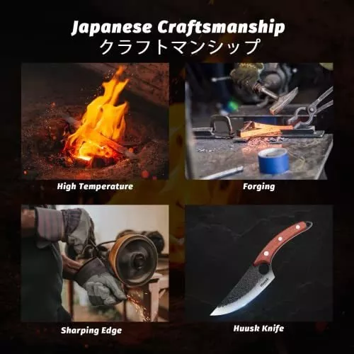 Huusk - Cuchillo vikingo, cuchillos de chef forjados a mano, cuchillos de  espiga completa con vaina, carnicero japonés, carnicero, carne, cocina