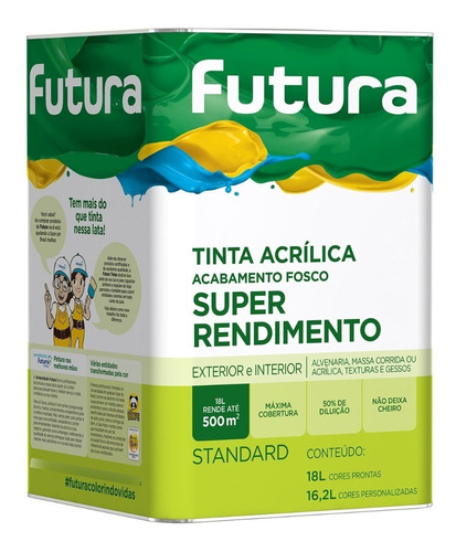 Tinta Latex Futura Fosco Standard 18l Cores Baixo Odor