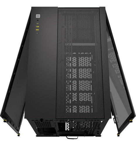 Gabinete para jogadores Corsair 2500x Tg Mid-Tower preto com duas câmeras