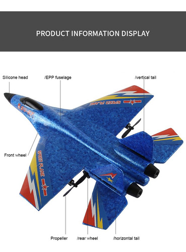 Avión Rc Su-27 Listo Para Volar Control Remoto 2 Canales Color