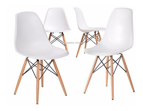 Silla Eames Patas De Madera Blanco Negro