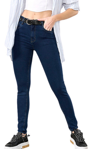 Pantalón Jeans Cenitho De Mujer Azul Largo Escolar Tiro Alto
