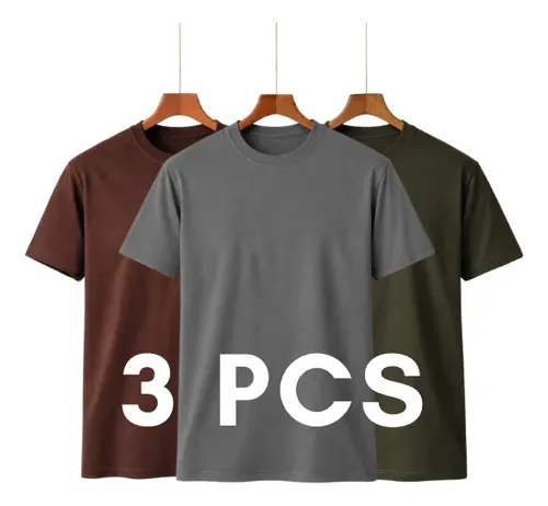 Kit 3 Camiseta Básica 100% Algodão Premium Lisa Casual Macio