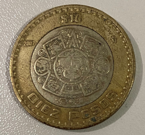 1 Moneda 10 Pesos 2007 Gráfila Invertida De Colección