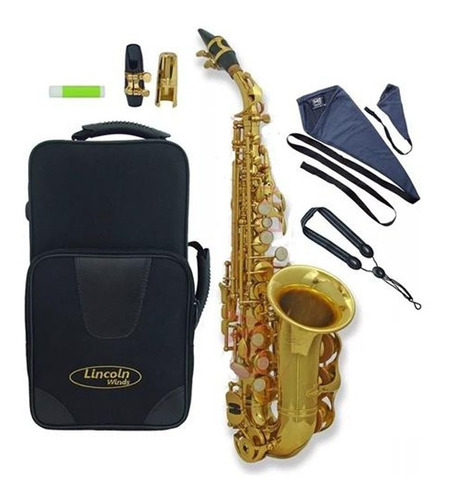 Saxo Soprano Curvo Lincoln Winds Lcss656 Deluxe C/ Estuche