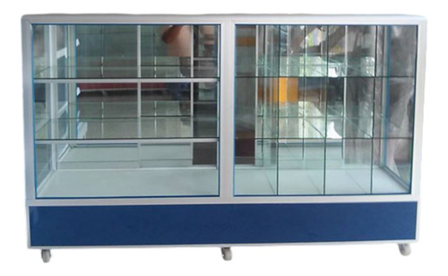 Vitrina Mostrador 1.20m Mixta 2 Entrepañs Y 12 Espacios Cuad