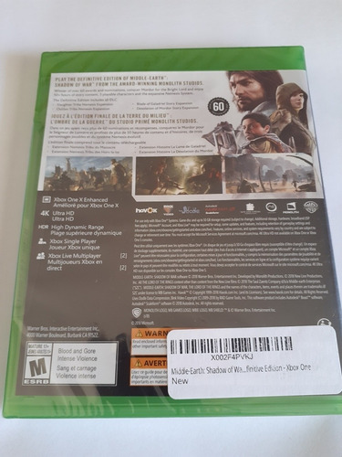 Middle Earth Shadow Of War Definitive Edition Xbox One Nuevo