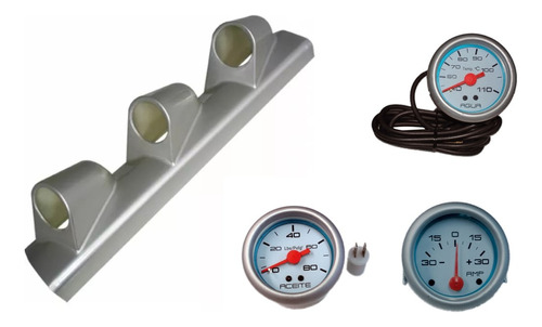 Kit 3 Relojes Instrumentales Aceite Agua Amperimetro+soporte